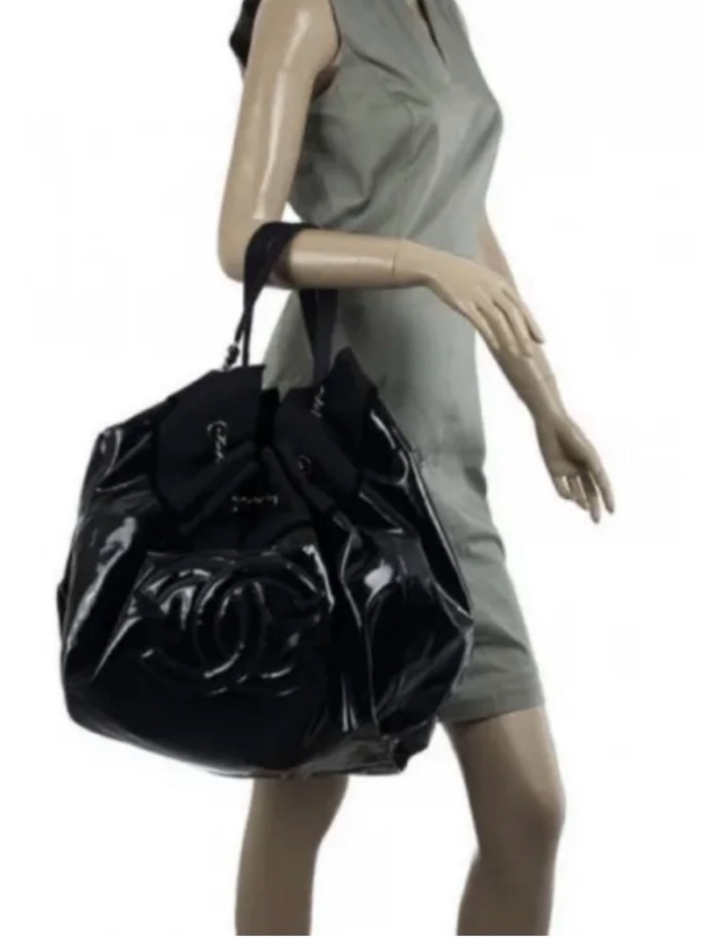 Chanel Black Patent Spirit XL Hobo